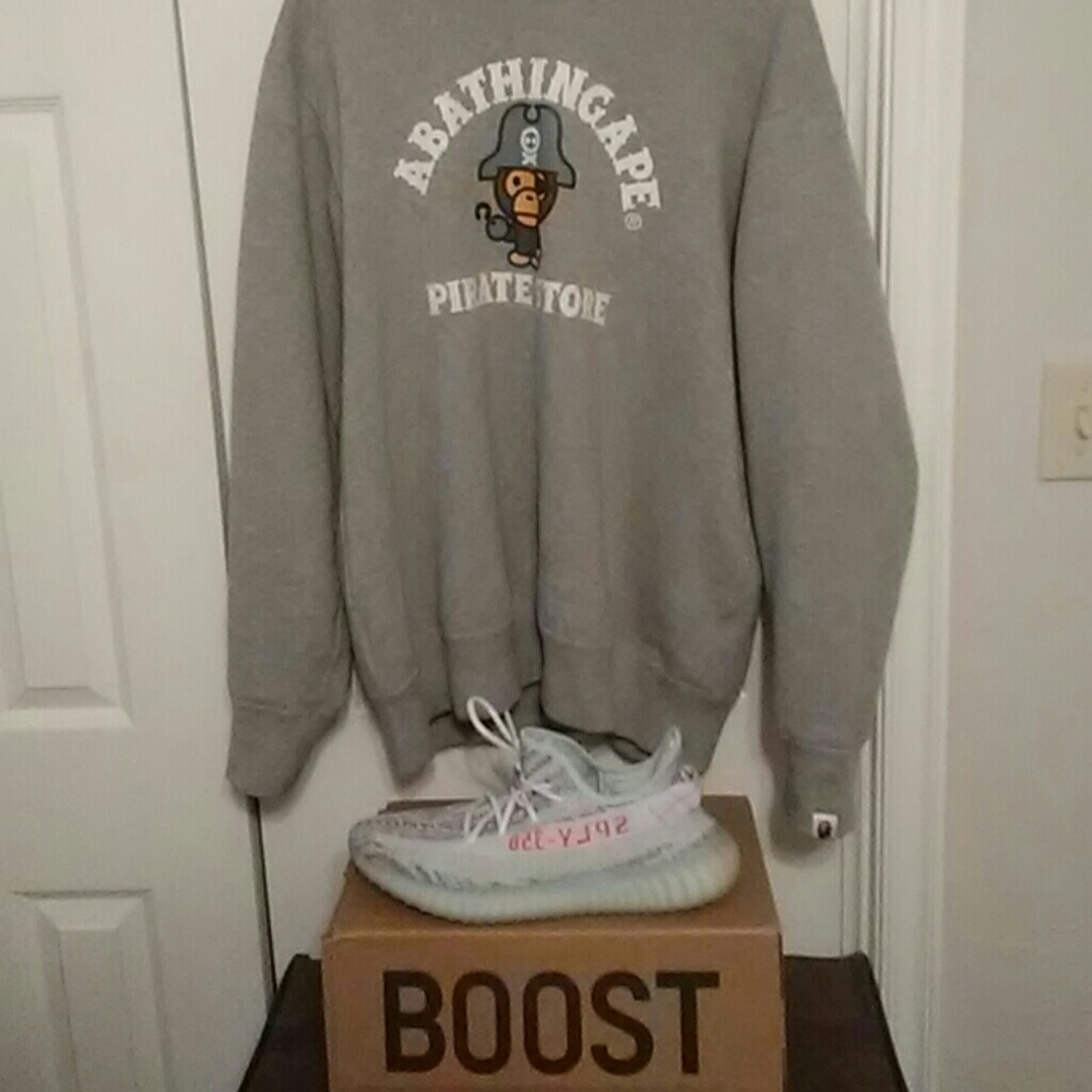 BAPE Crew Neck and Yeezy 350 V2 Bluetint